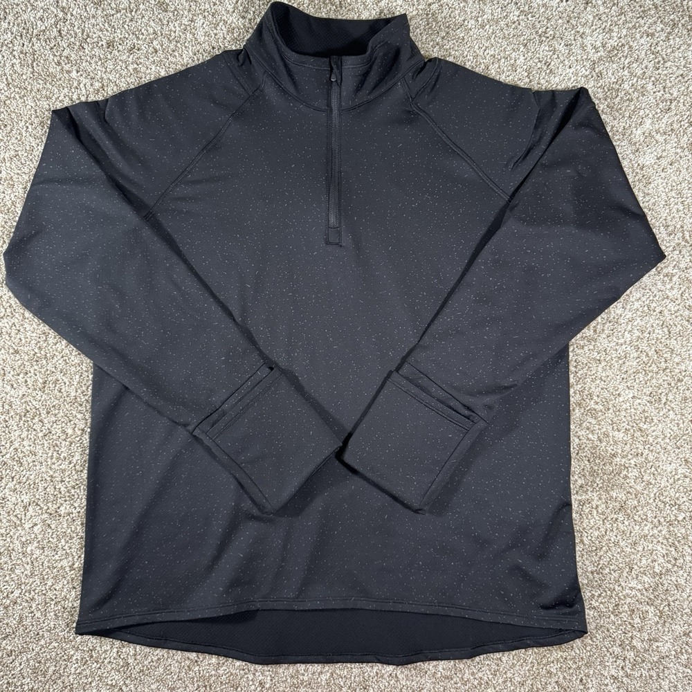 Athleta Womens Size L Whistler 1/2 Zip Training Black Speckled Pullover